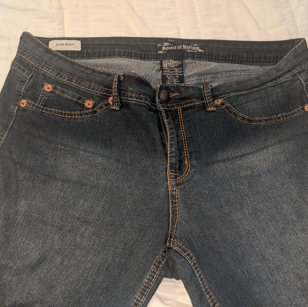 Source of wisdom slim bootcut jeans size 16